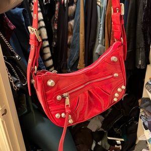 Steve Madden Rhinestone Faux Leather Crossbody Bag Red Women’s Handbag